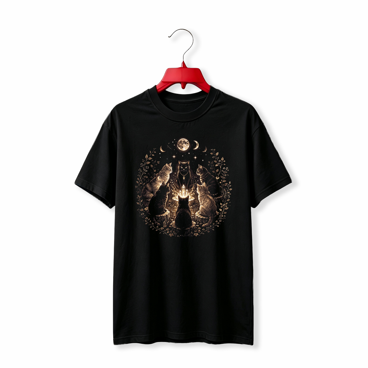 "Cat Coven Mystical Black Cat Witchy Moon" TEE