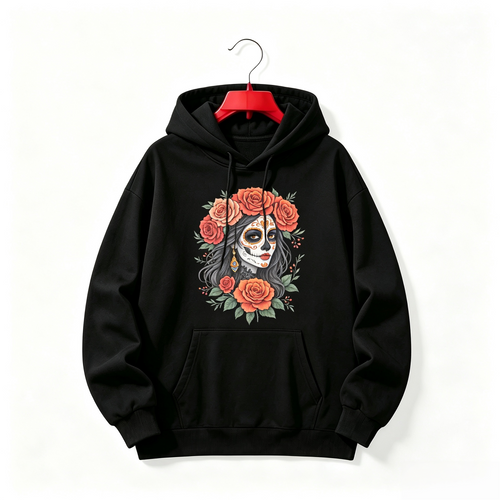 "Catrina with flowers, Dia de Muertos" HOODIE