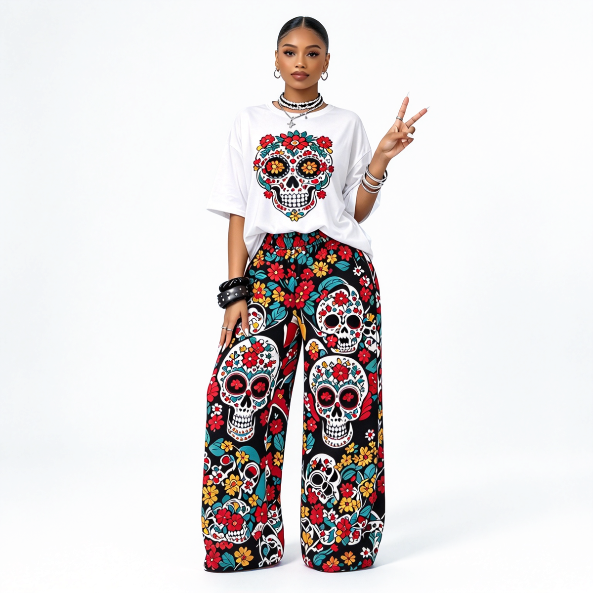 "Colorful Floral Sugar Skull" SET
