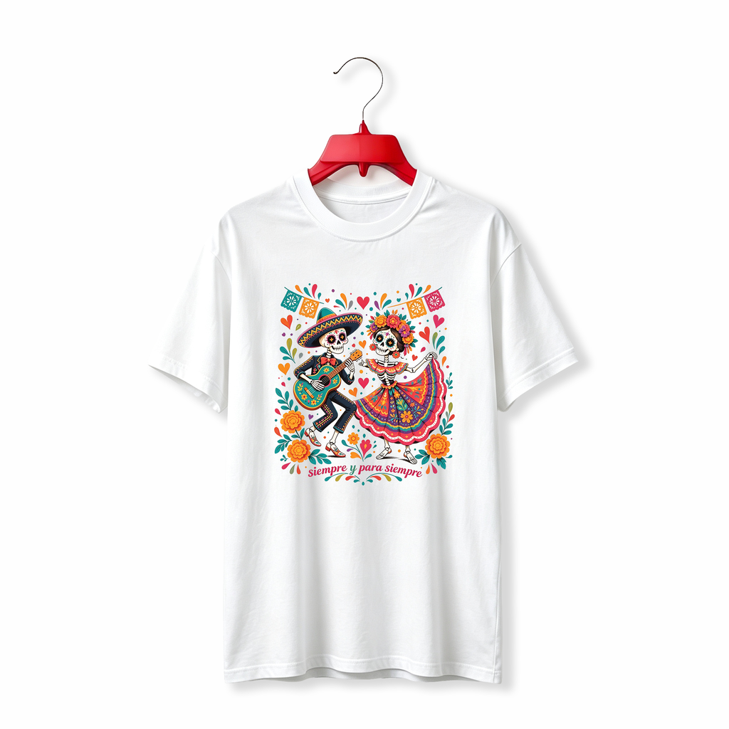 "Dancing Skeleton Mexican Day of the Dead" TEE