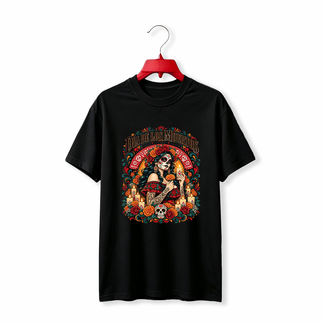 "Day of the Dead La Catrina Sugar Skull" TEE
