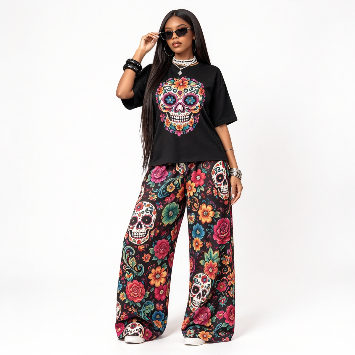 "Day of the Dead Skull Floral" SET