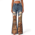 "Desert Cabin Highway Cactus Cowboy Boot Hat" FLARE JEANS