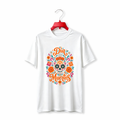 "Dia de Muertos Sugar Skull Marigold Floral" TEE