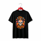 "Dia de Muertos Sugar Skull Marigold Floral" TEE