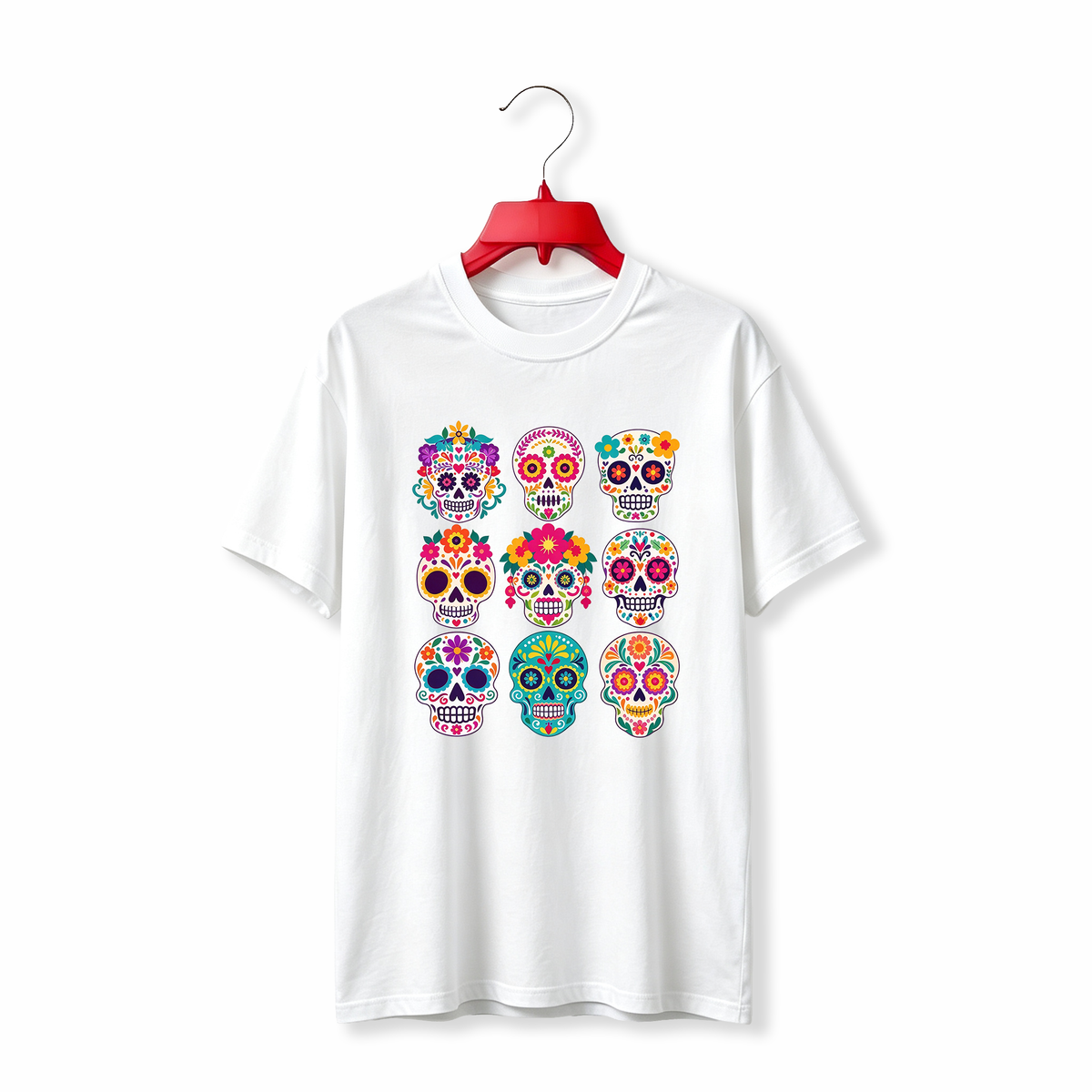 "Dia de los Muertos Sugar Skull Floral Calavera" TEE