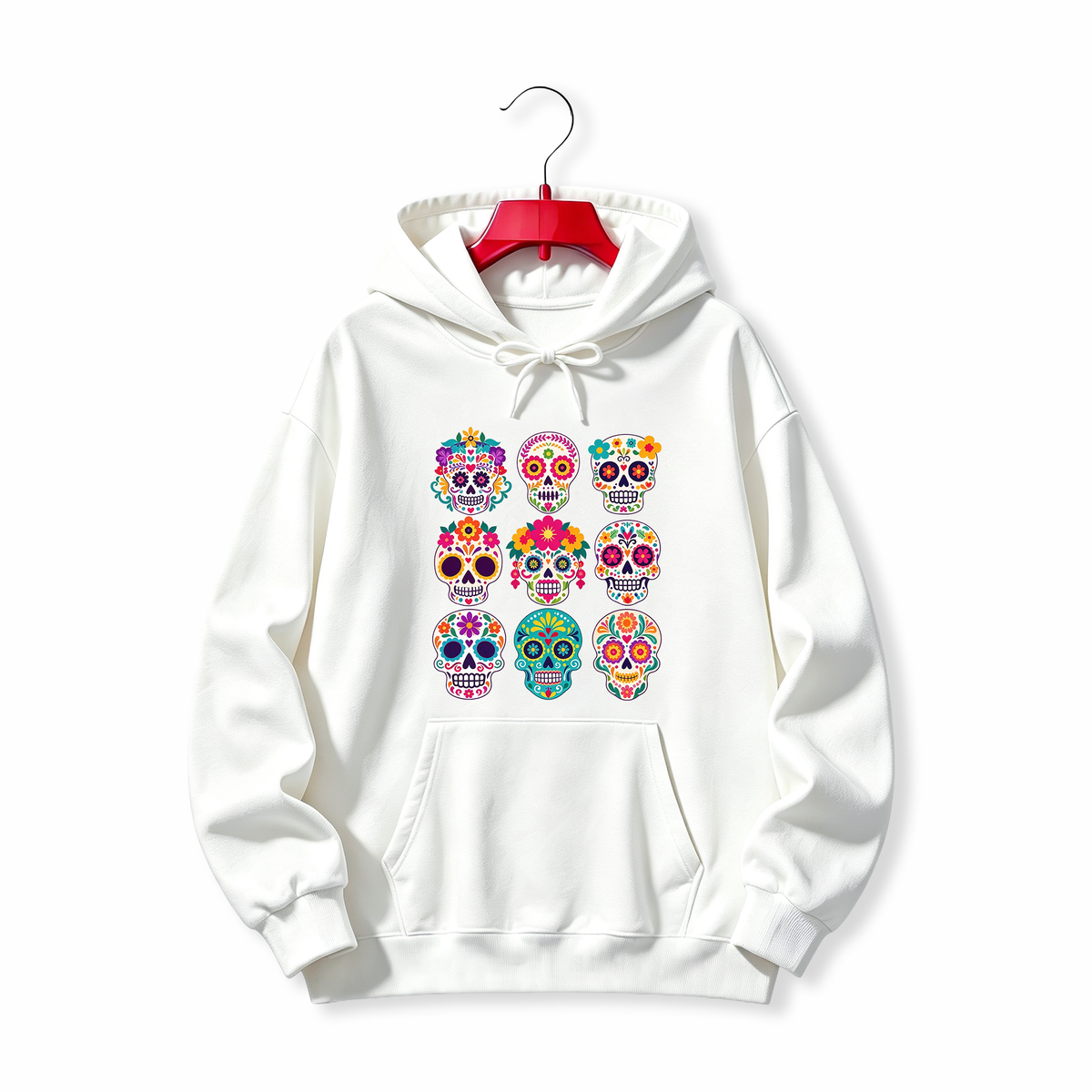 "Dia de los Muertos Sugar Skull Floral Calavera" HOODIE