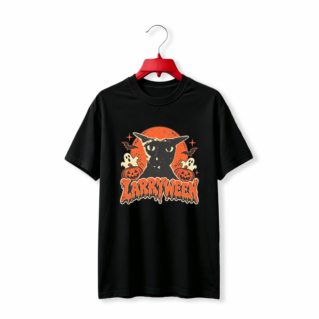 "Evil Larry Larryween black cat Halloween" TEE