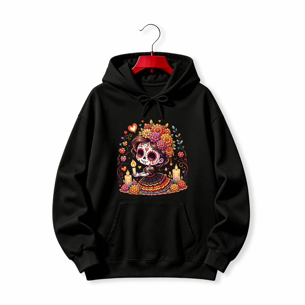 "Floral Sugar Skull" HOODIE