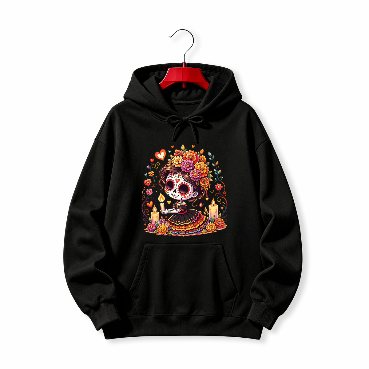 "Floral Sugar Skull" HOODIE