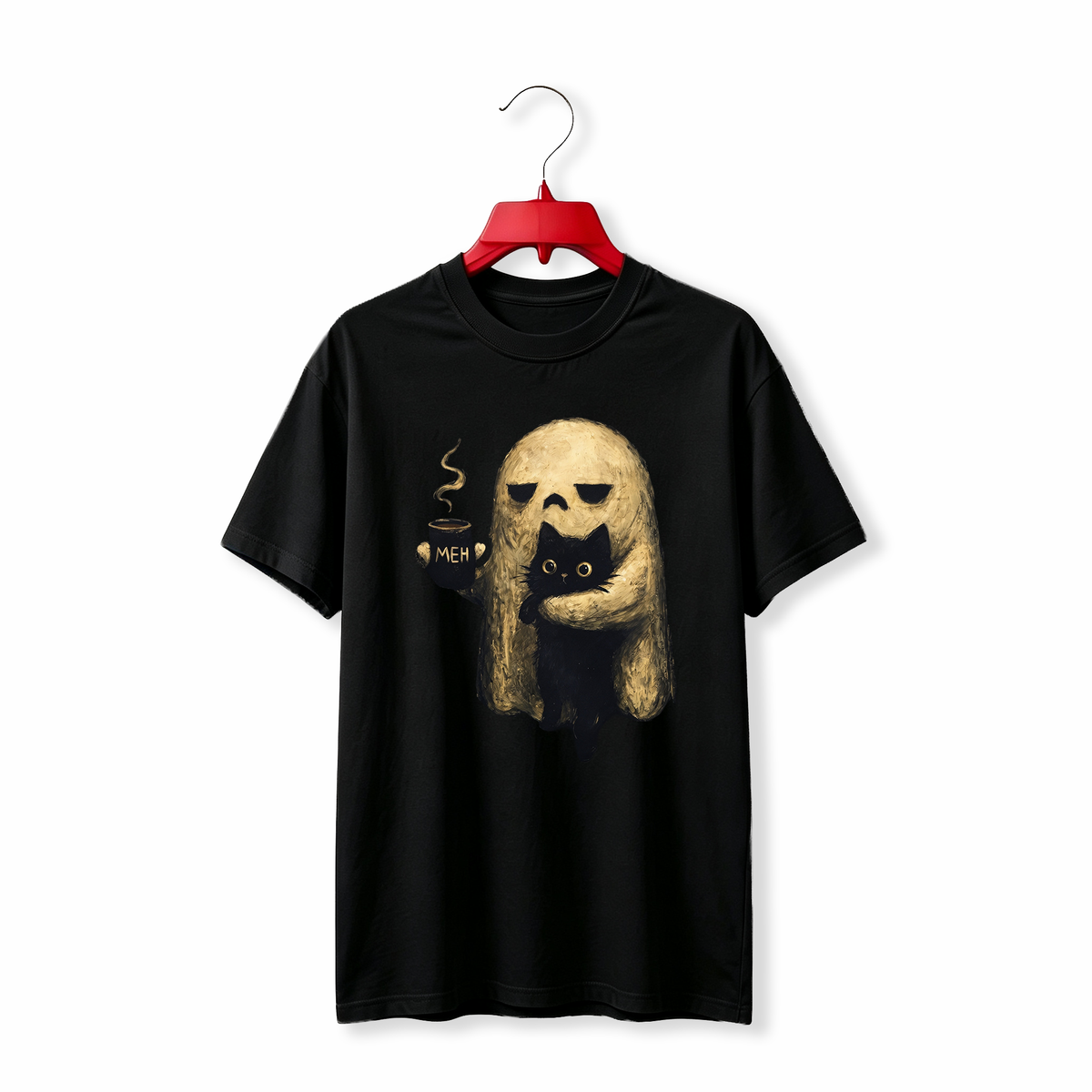 "Ghost Cat Spooky Black Cat Funny Introvert Halloween Coffee Lover Gift" TEE