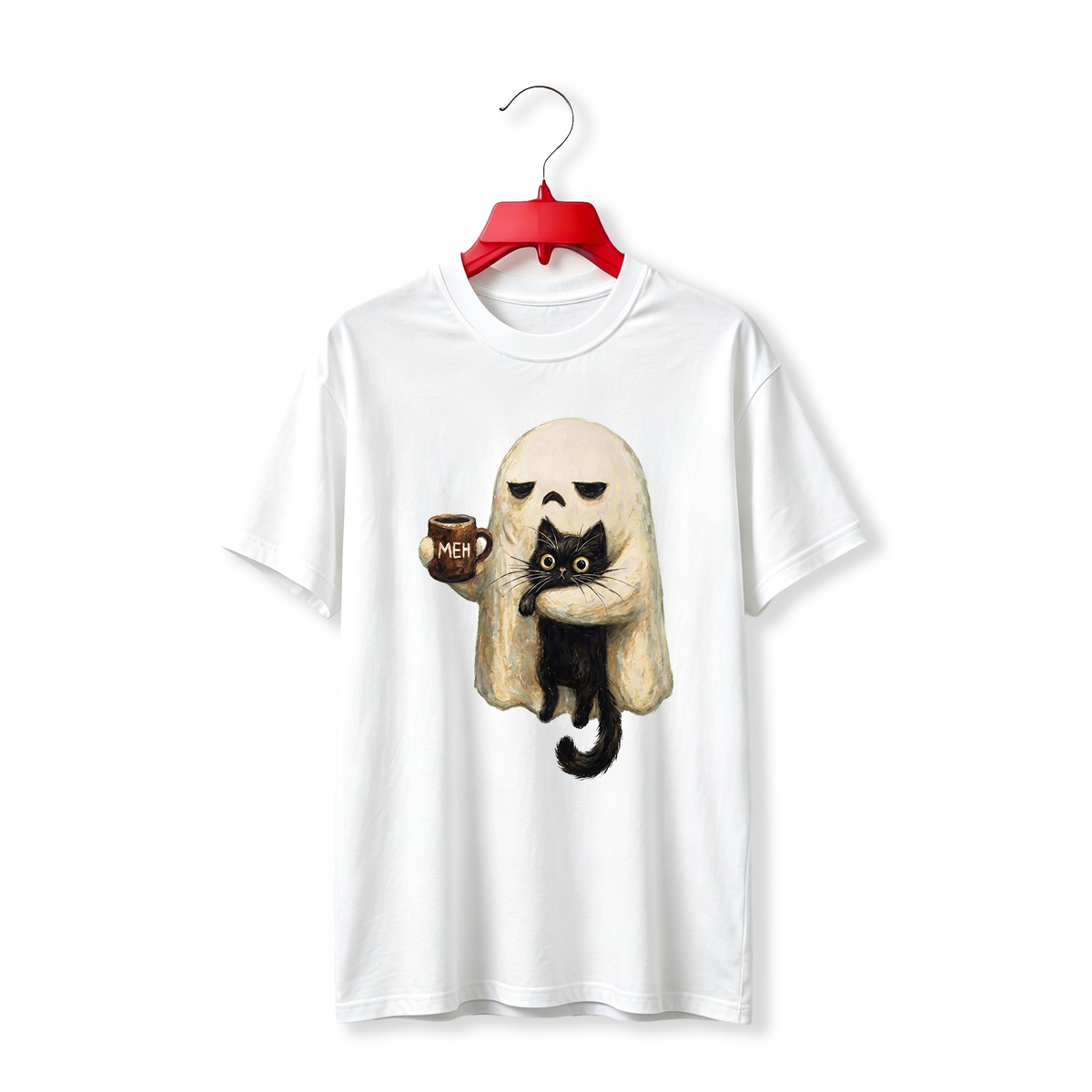"Ghost Cat Spooky Black Cat Funny Introvert Halloween Coffee Lover Gift" TEE
