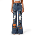 "Ghost Pumpkin Witch Hat Bat Spider Candy Flower" FLARE JEANS