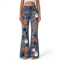 "Halloween Ghost Pumpkin Black Cat Witch Hat Bat Spider Candy" FLARE JEANS