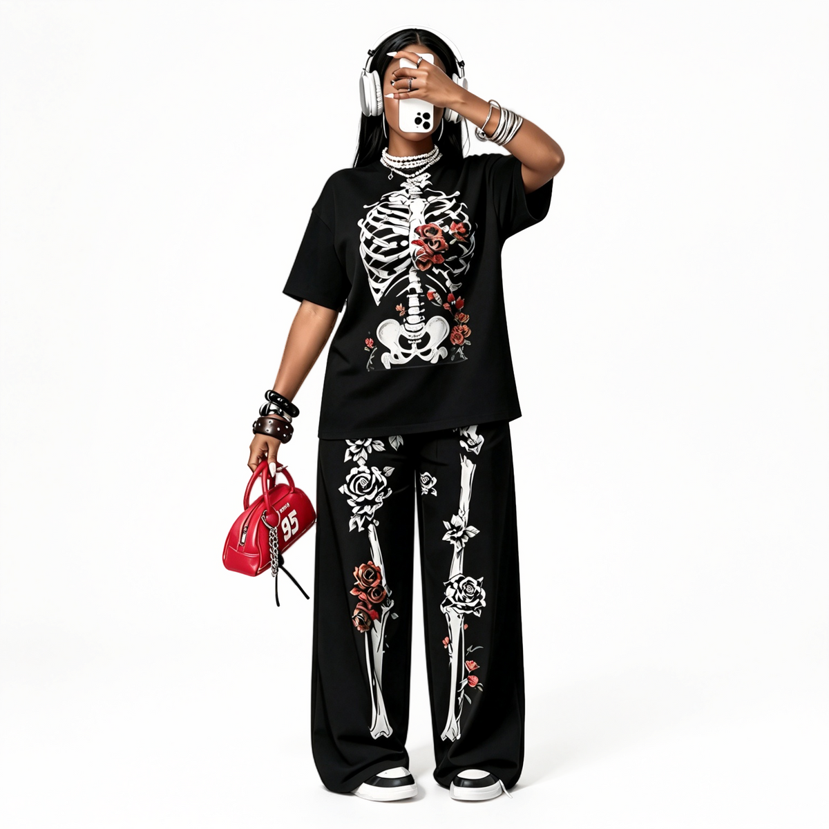 "Rose Skeleton Skull Dark Halloween Party" SET